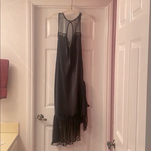 Black high low dress with lace detailing